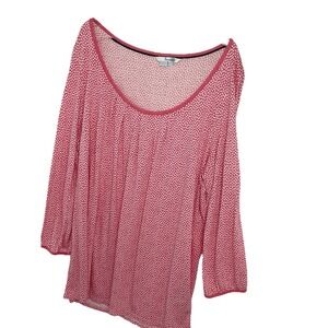 BODEN Pink Polka Dot Viscose Blouse Scoop Neck 3/4 Sleeve Women's UK‎ 20 US 16